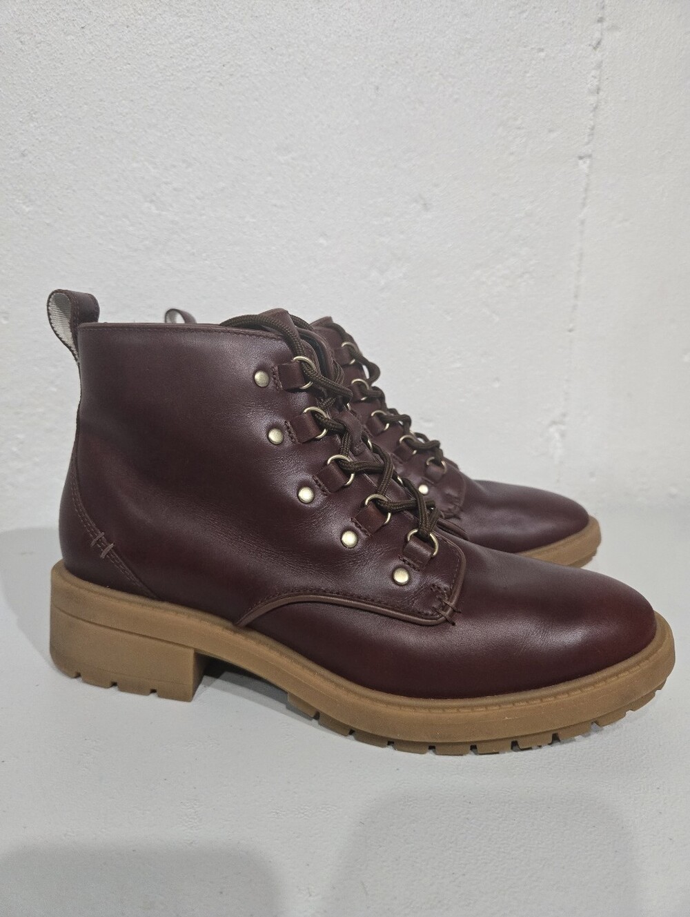 Cole Haan Burgundy Combat Ankle Boots